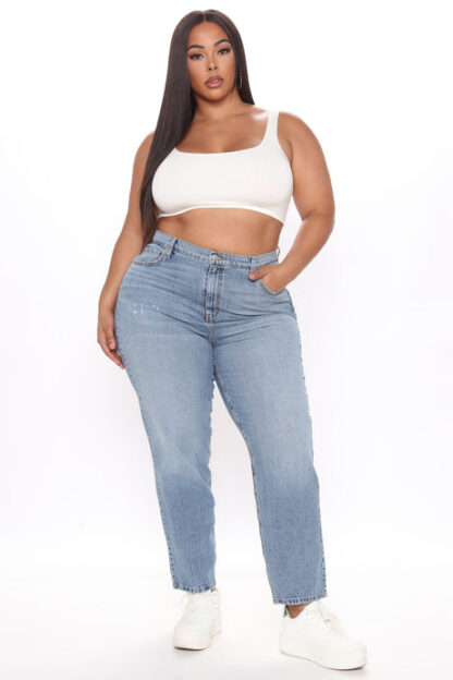 Jeans de Cintura Alta Estilo Mom - Lavado Medio - Image 7