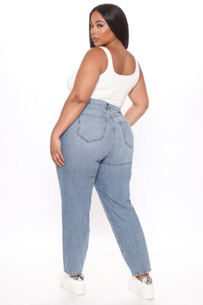 Jeans de Cintura Alta Estilo Mom - Lavado Medio - Image 12