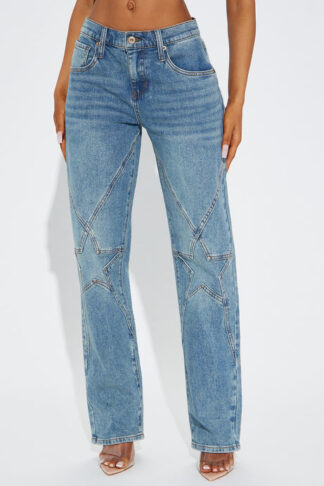 Jeans de pierna recta con detalle de estrellas