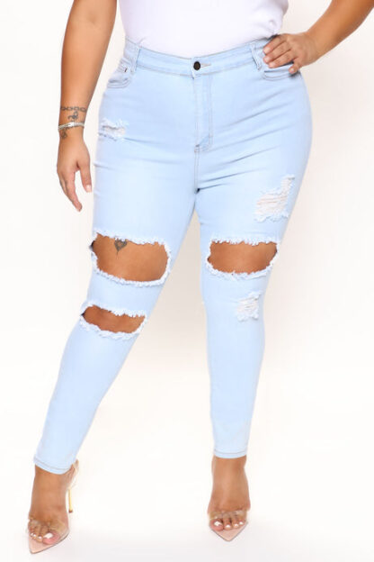 Jeans Ajustados con Detalles Rasgados y Tiro Alto - Image 5