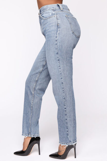 Jeans de Cintura Alta Estilo Mom - Lavado Medio - Image 4