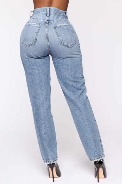 Jeans de Cintura Alta Estilo Mom - Lavado Medio - Image 6
