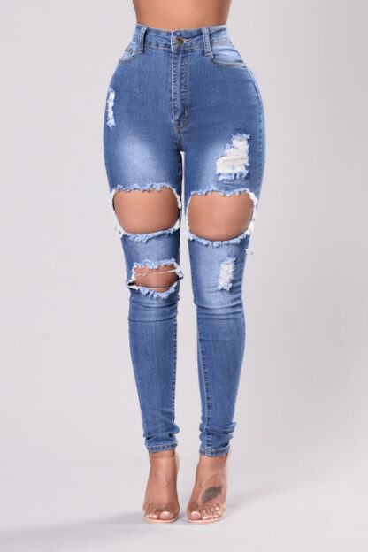 Jeans Ajustados con Detalles Rasgados y Tiro Alto - Image 7